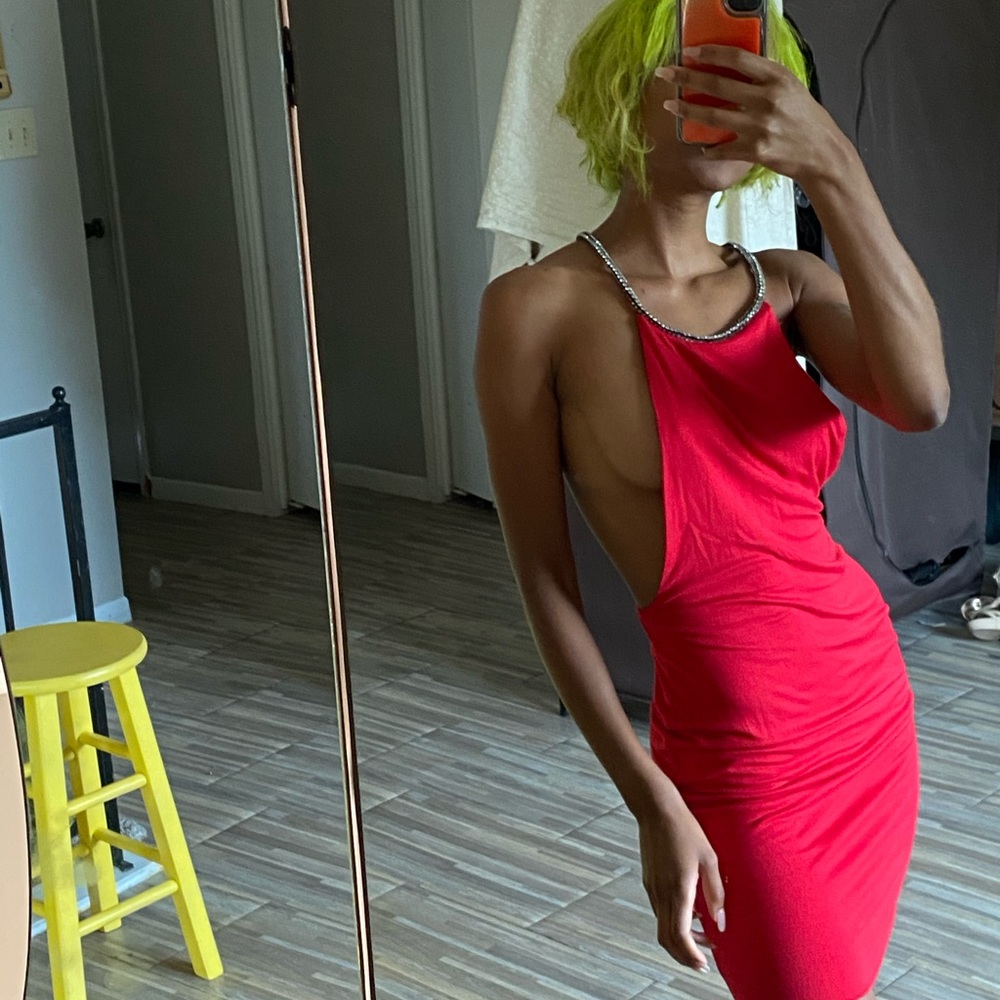 sexy red halter dress